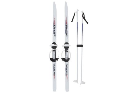Лыжи SkiRace 120/95 см с палками и универсальным креплением "Цикл" на повседневную обувь