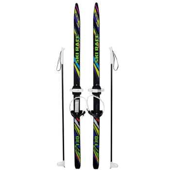 Лыжи SkiRace 130/100см с палками и универсальным креплением "Цикл" на повседневную обувь